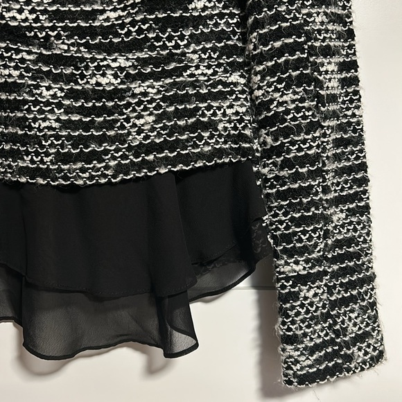 EUC Tweed Sweater Blazer with Ruffle Detail Anthropologie Cartonnier - Picture 3 of 4